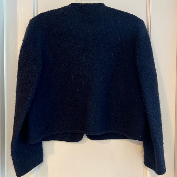 Lands End Navy Wool Cardigan Sweater Womens Size Petite 10 - Picture 2 of 3